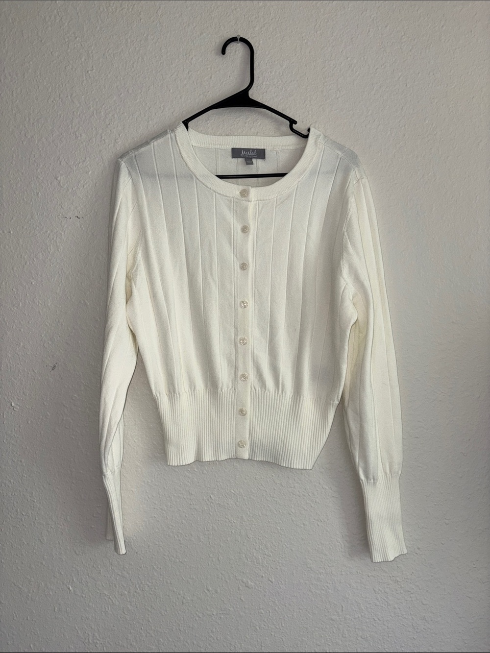 Marled Cream Button-Up Sweater